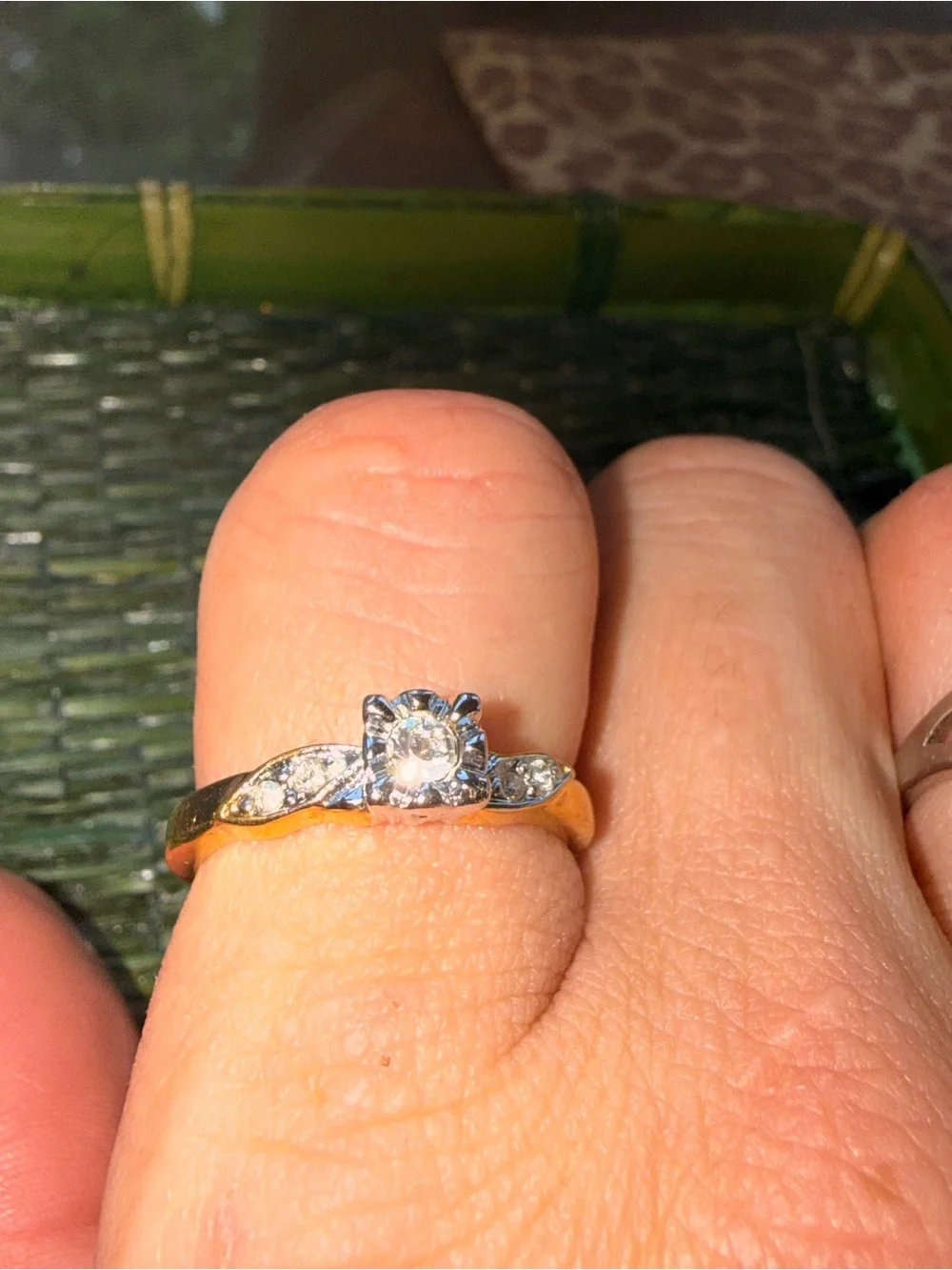 Classic Two-Tone Floral Clear Stone Accent Ring